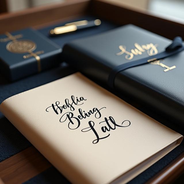 Bespoke hand-lettered luxury corporate gifts for VIP cruise guests